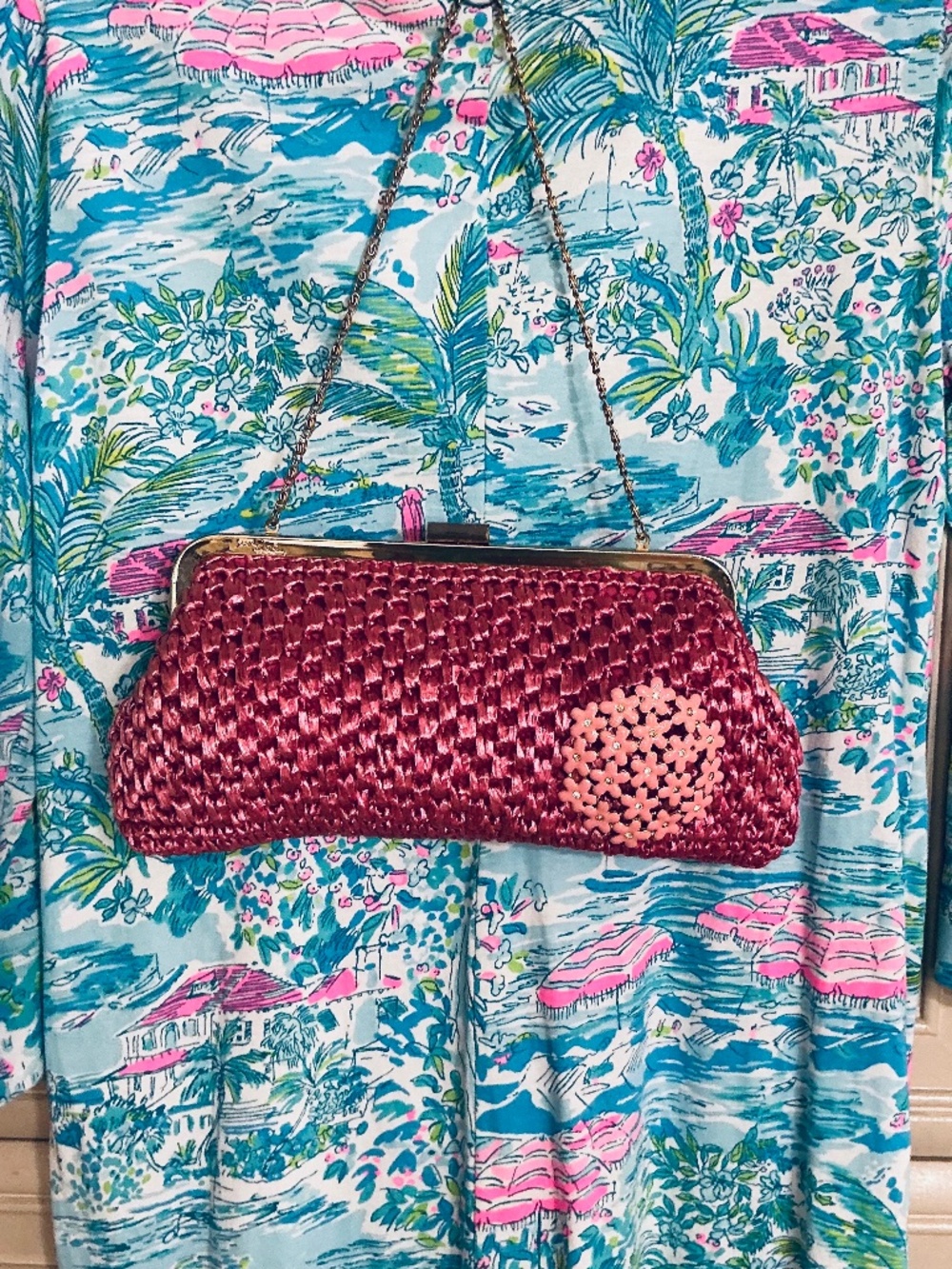 LILLY PULITZER STRAW HANDBAG